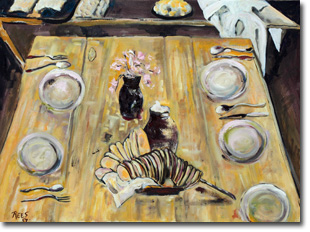 Le souper, une toile exposée à la galerie d'Art Germaine Rees de Strasbourg